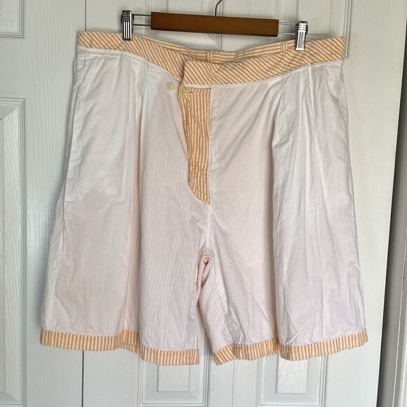 Men’s Shorts Size 38 Cotton Orange Pleated James Tattersall - Picture 6 of 16